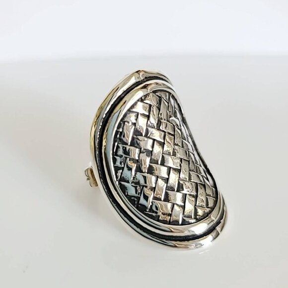 Shield Sterling Silver Ring, Women Statement Boho Chic, Bohemian Adjustable Ring - Picture 7 of 10